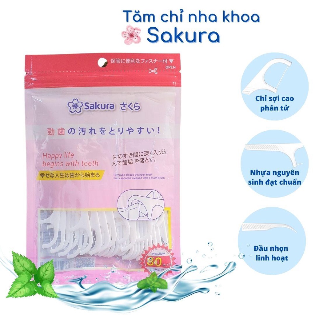 Tăm chỉ nha khoa Kichilachi - Technology by Japan, tiện lợi, về sinh răng miêng, gói 80 cây - Loki