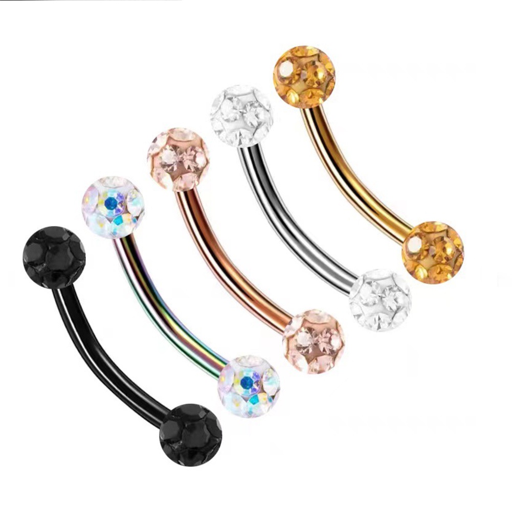 Khuyên Xỏ Lông Mày Đính Đá Zircon Bằng Thép Không Gỉ Thời Trang