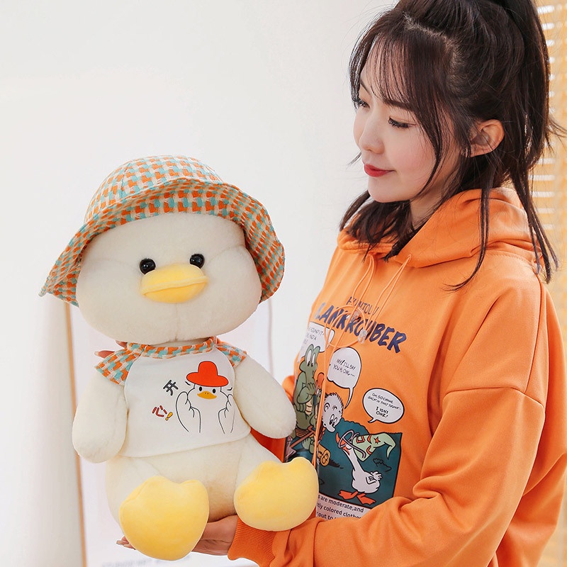Mới Thú Nhồi Bông Hình Chú Vịt Đội Mũ Dễ Thương