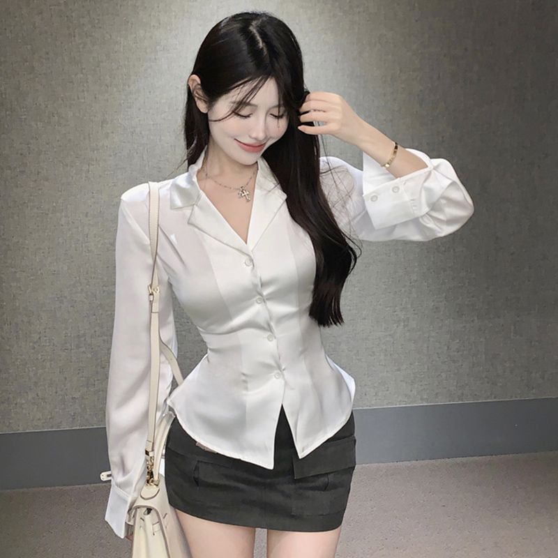 Áo Sơ Mi Trắng Thắt Dây Eo Dáng Ôm Thời Trang Cao Cấp Dành Cho Nữ