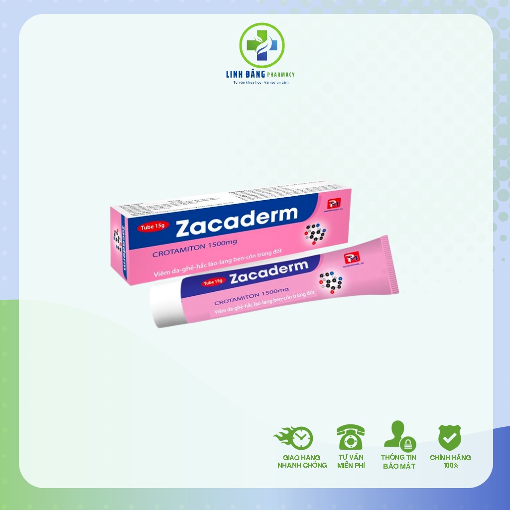 Zacaderm - Kem bôi chàm, viêm da, ghẻ, lang ben, côn trùng đốt - Tuýp 18g - NT Linh Đăng