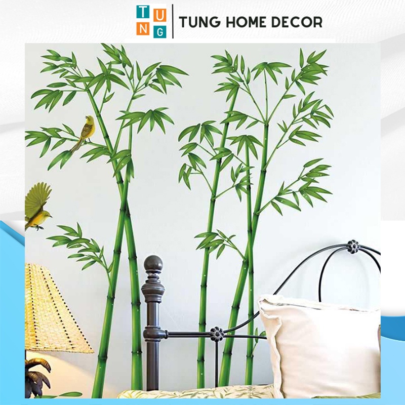 Decal dán tường hàn quốc trang trí phòng ngủ TUNG DECOR XH0779C Cây Trúc Xanh