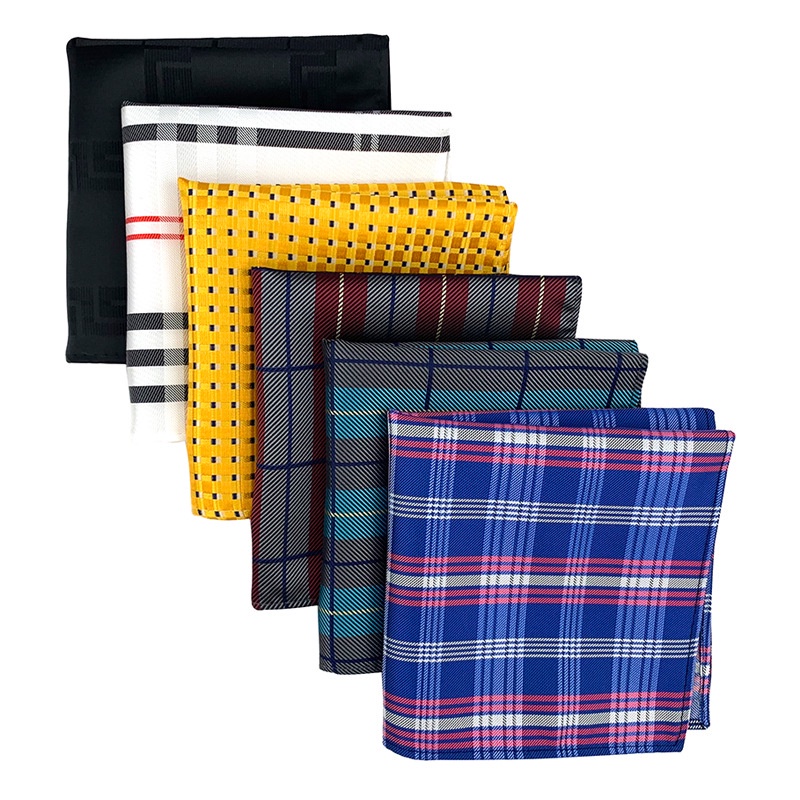 Khăn tay lụa EFAN họa tiết sọc caro thời trang đi tiệc kỳ nghỉ trang trọng cao cấp