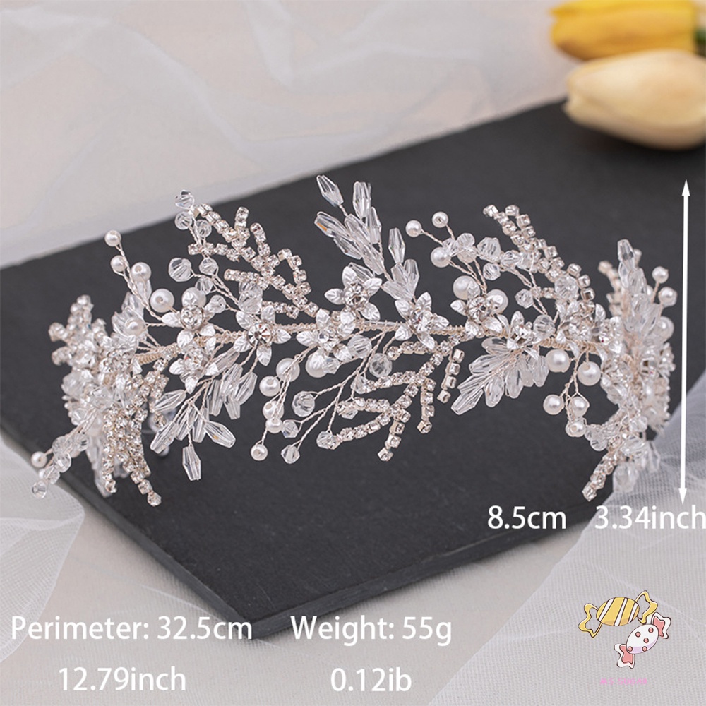 YADORNOS Băng Đô Cài Tóc Hình Lá Bằng Bạc Có Đính Đá Lấp Lánh