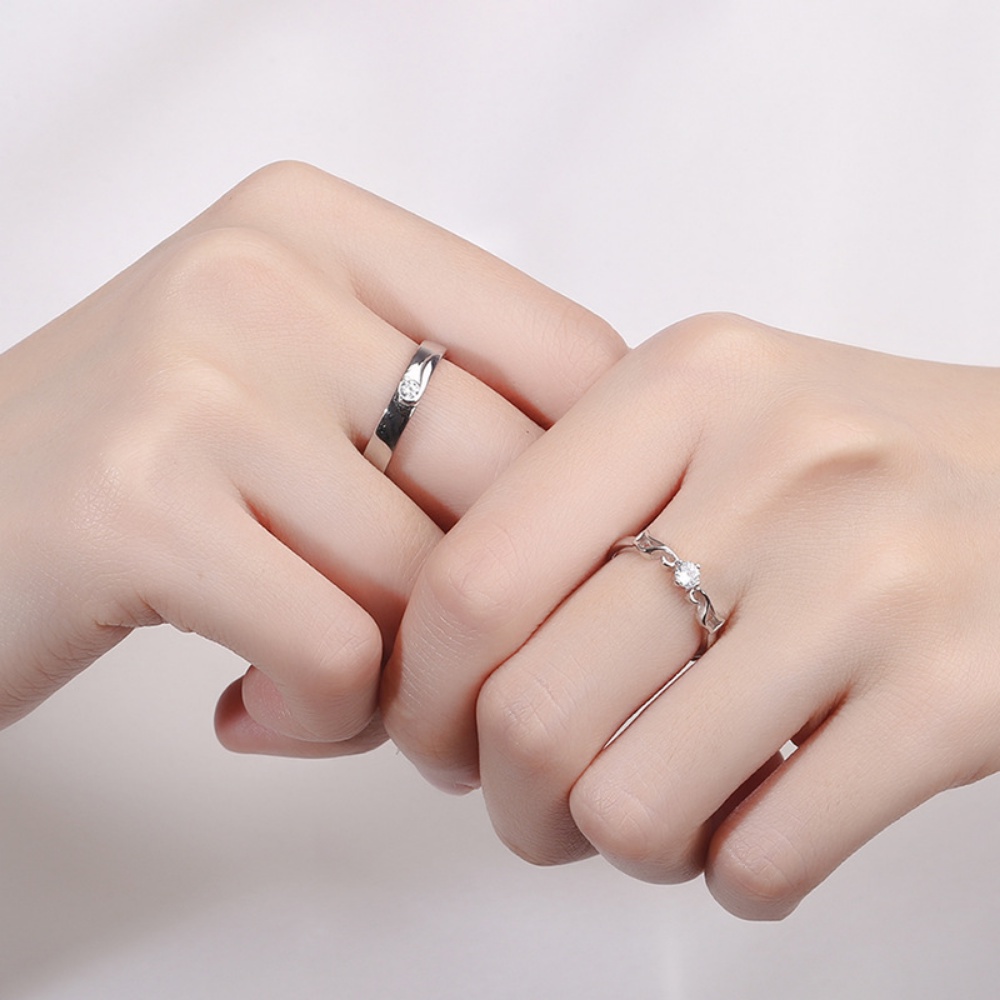Nhẫn Hở Hình Cánh Thiên Thần Đính Đá Thời Trang Cho Cặp Đôi