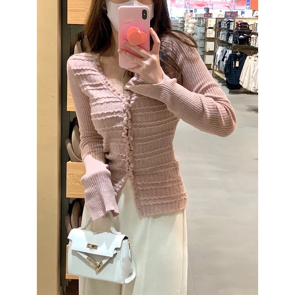 Áo body gân hồng dài tay