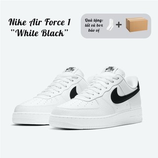 Giày_nike air force 1 white black "low", af1 vệt đen cổ thấp full box&bill