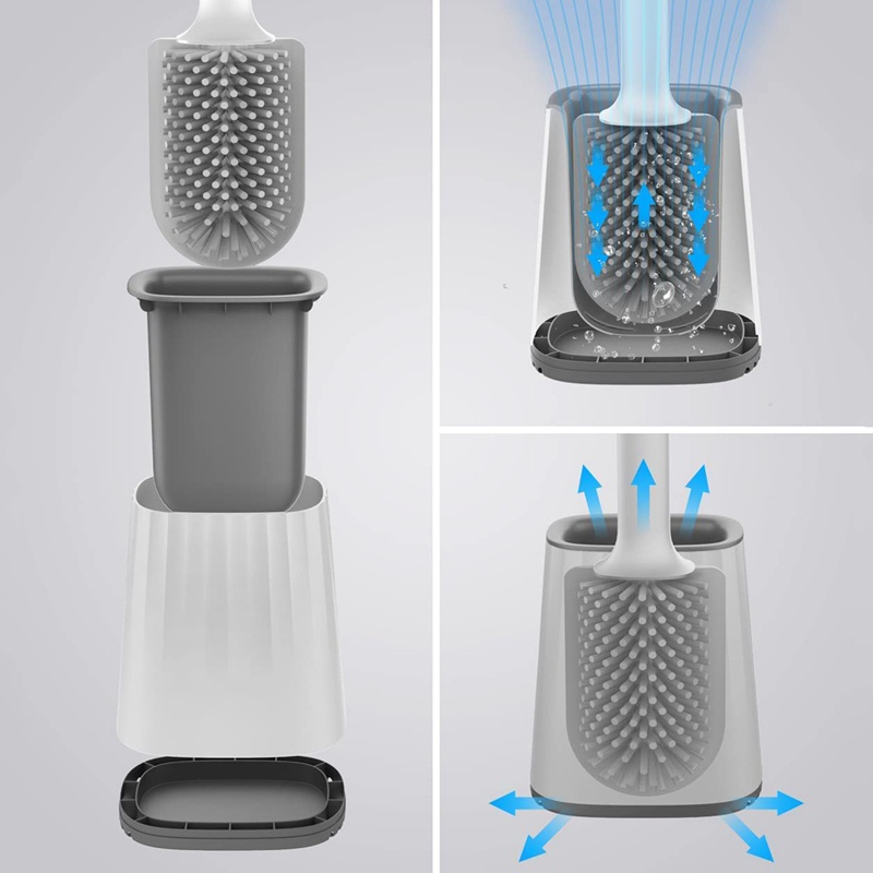 Bộ 2 Bàn Chải Vệ Sinh Toilet Bằng Silicon Kèm Giá Đỡ Tiện Dụng