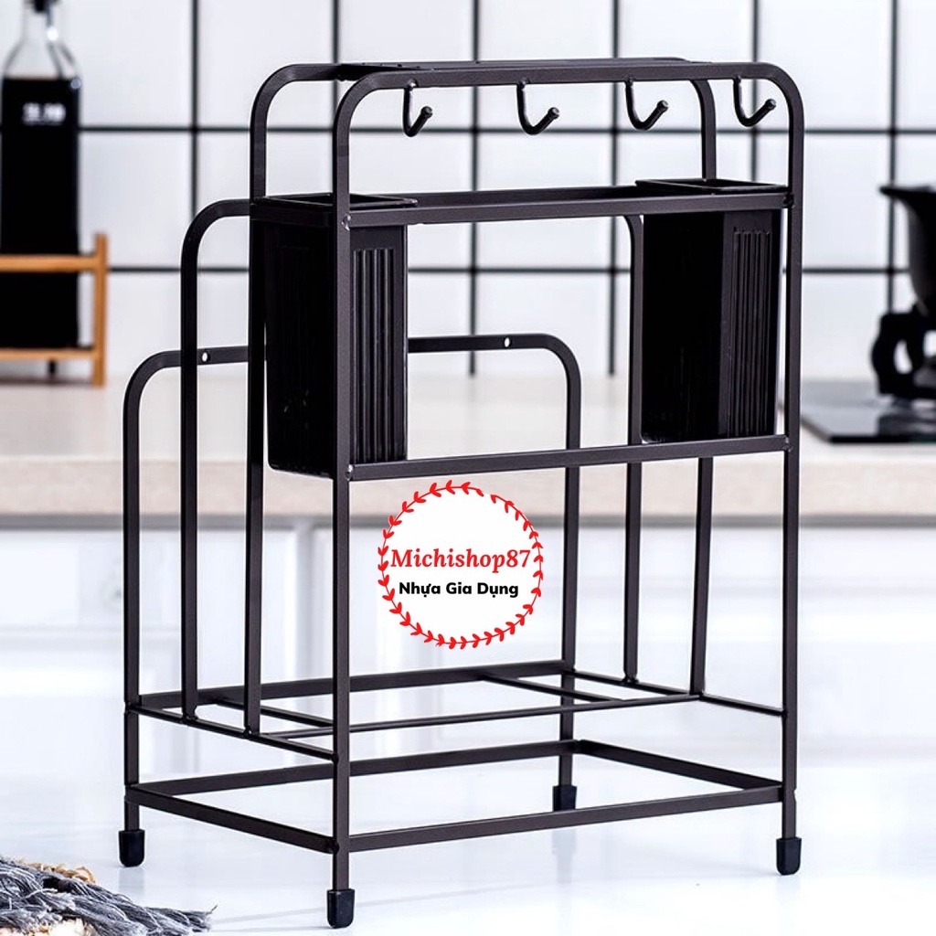 Kệ Cài Dao, Cài Thớt, Cắm Đũa Thìa Có Móc Treo Phú Sơn Tĩnh Điện Kèm Điac Hứng Nước Chống Han Gỉ Siêu Bền