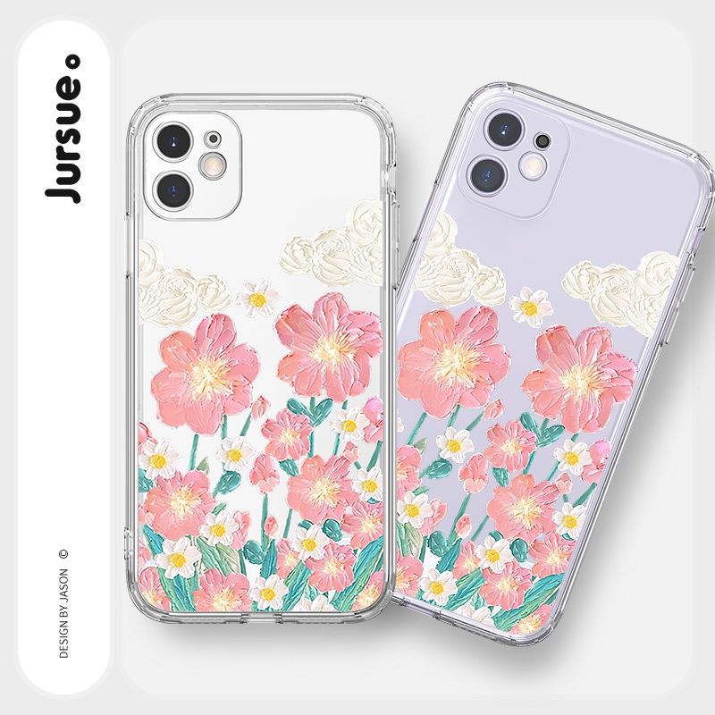 Ốp lưng JURSUE mềm chống sốc hình độc lạ dễ thương đẹp Cho iPhone 14 13 12 11 Pro Max SE 2020 X XR XS ip 8 7 Plus Y2913