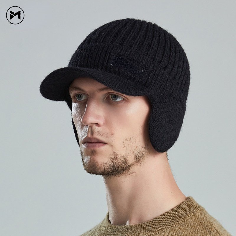 Mũ Lưỡi Trai Dệt Kim Dày Dặn Giữ Ấm Tai Mẫu Mới Năm 2022 Phong Cách Hàn Quốc Cho Nam