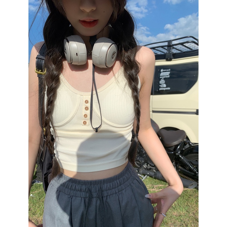 Porozi  Áo Hai Dây Dáng Ngắn Ôm Sát Hở Lưng Thời Trang Mùa Hè Quyến Rũ Cho Nữ