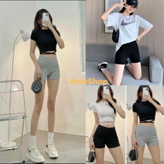 Quần legging đùi ngắn nữ ANIESHOP688 Quần short form cộc nâng mông tôn dáng ôm bó sát body màu đen xám