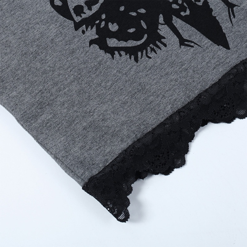 Áo Croptop Sát Nách In Họa Tiết Phối Ren Gợi Cảm Cho Nữ