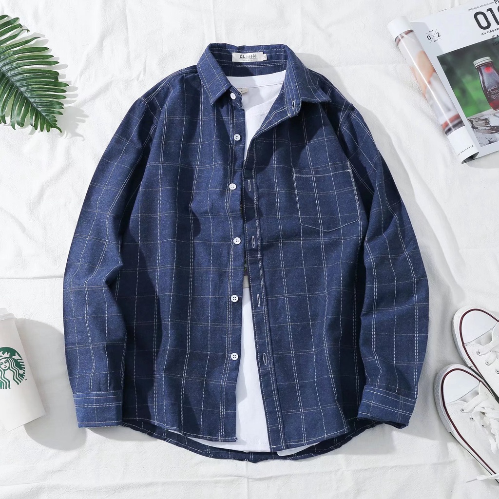 Áo Sơ Mi Nam Tay Dài Dáng Rộng In Họa Tiết Phong Cách hip hop Hàn Quốc Cỡ M-3XL