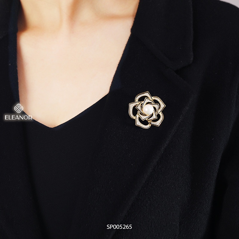 Ghim cài áo nam nữ Eleanor Accessories hình hoa sen đính đá ngọc trai nhân tạo phụ kiện thời trang 5265