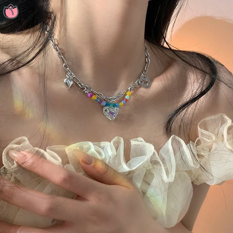 Vòng cổ Chuỗi Hạt Mặt Ngôi Sao Trái Tim ruiyan HB Cho Nữ