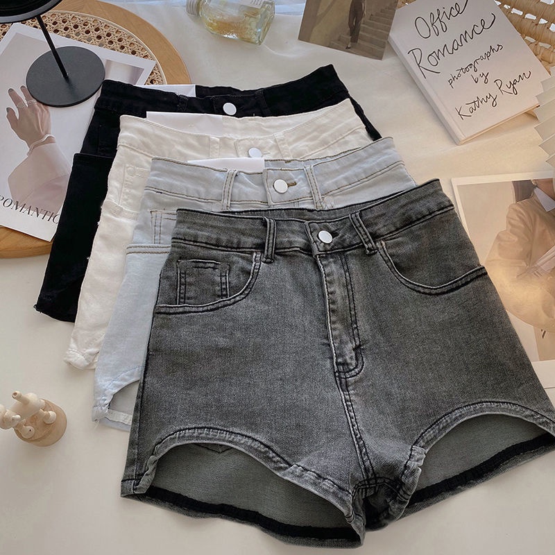 COZOK Quần Short denim Lưng Cao Dáng Ôm Đơn Giản Hợp Thời Trang