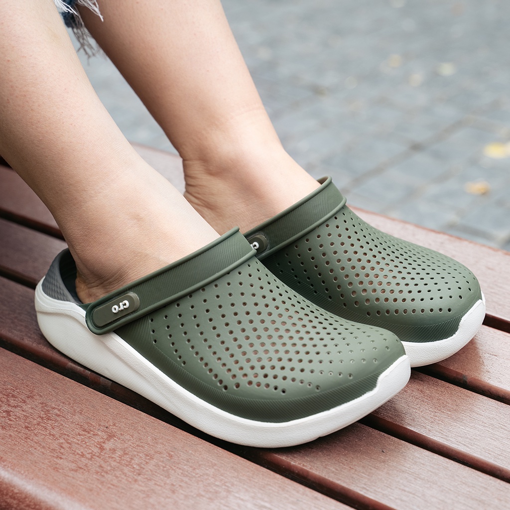 Dép Cross Literide Nam Nữ màu Xanh Rêu, Hàng loại 1 full tag, full box hãng