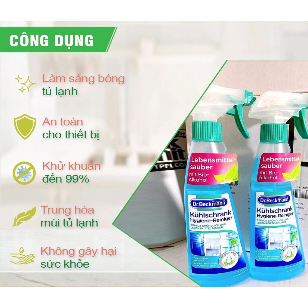 Chai xịt tủ lạnh và lò vi sóng/ lò nướng/ nồi chiên Dr.Beckmann Đức 250ml