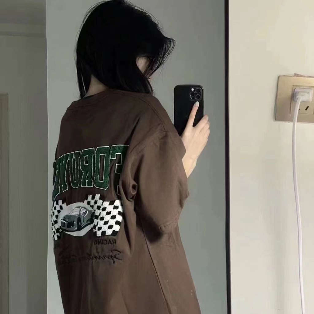 COZOK Áo Thun Tay Ngắn Dáng Rộng In Hình Thời Trang Kiểu Vintage