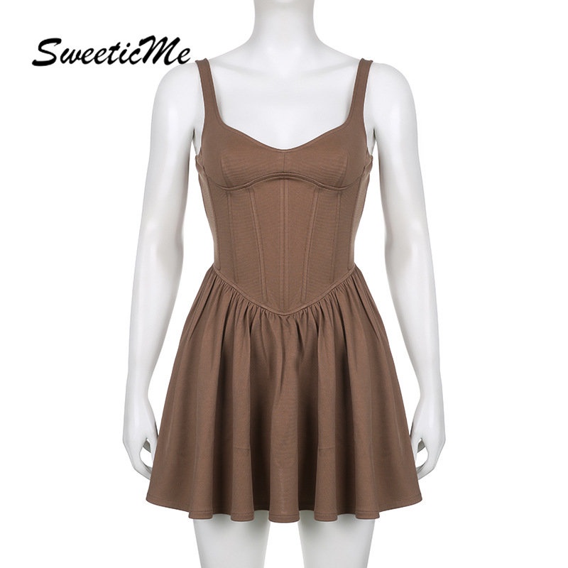 Đầm Hai Dây Dáng Ôm Màu Trơn Thời Trang Mới 2023 Dành Cho Bạn Nữ