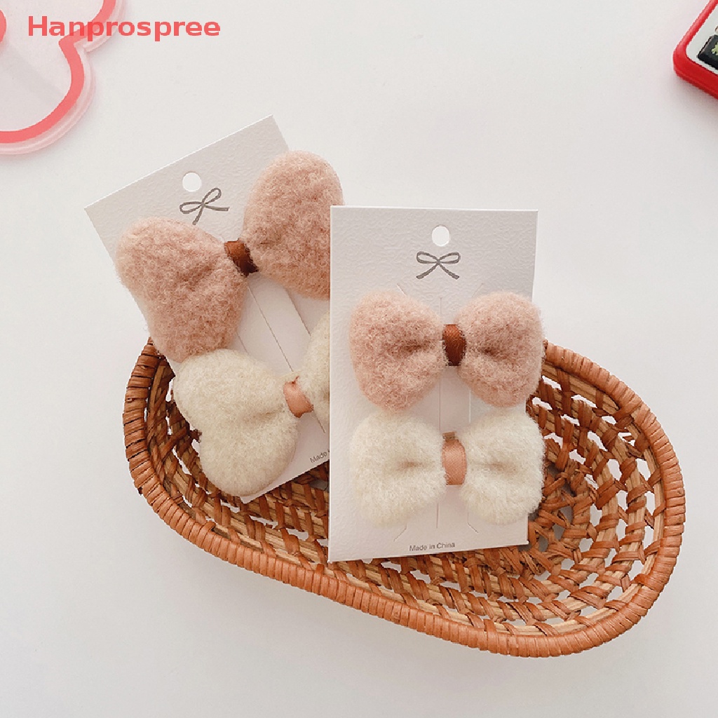 Bộ 2 Kẹp Tóc Nơ Bằng Vải Bông Mềm Mại Dễ Thương Cho Bé Gái