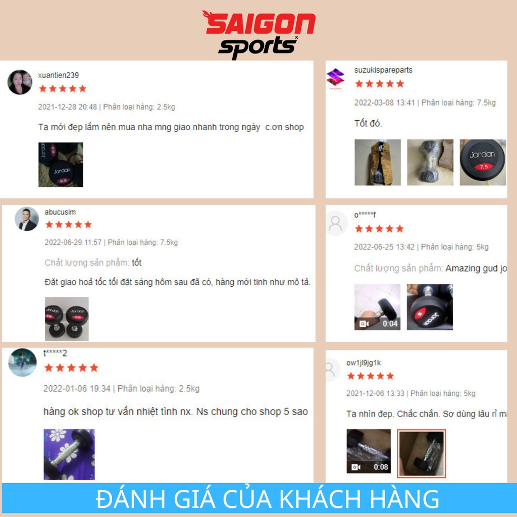 Bộ 2 tạ tay tập Gym 7,5kg nhập khẩu Jodan lõi thép bọc cao su cao cấp. Tạ đơn tập tay đa năng - SAIGON SPORT