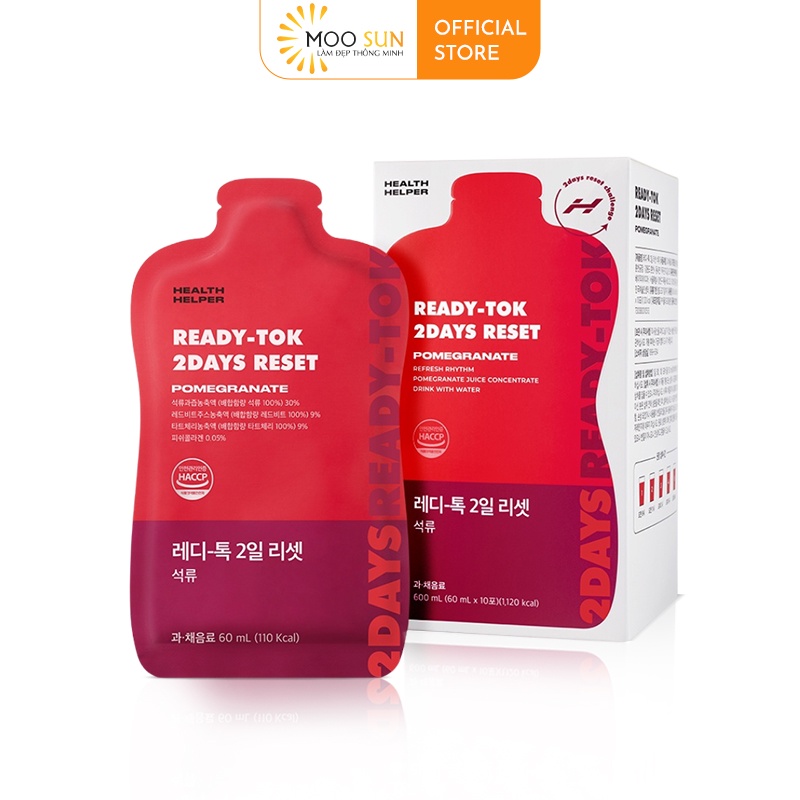 Detox thải độc giảm cân Ready Tok 2 Day Health Helper Hàn Quốc (Hộp 10 gói/Vị lựu)