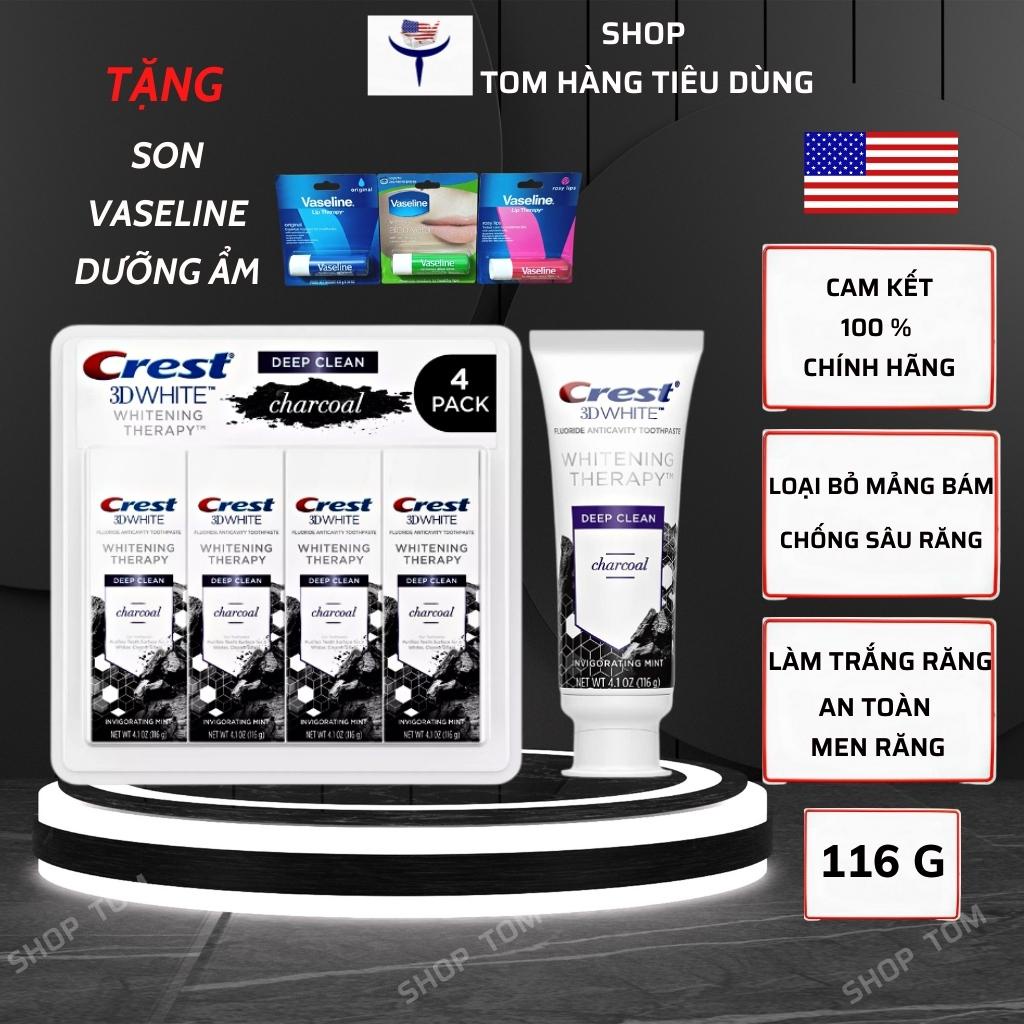 Kem đánh răng Crest 3D White Whitening Therapy Deep Clean Charcoal 116gr than hoạt tính