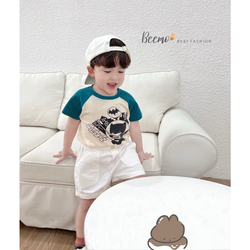 Áo phông cộc tay Beemo in hình Batman dễ thương chất liệu cotton mặc đi học, đi chơi cho bé từ 1 - 7 tuổi 22066A2