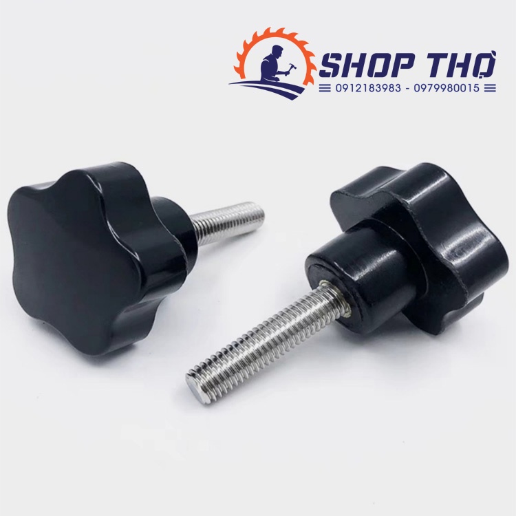 Nút vặn 5 cánh M10 thân sắt mạ nhiều kích thước
