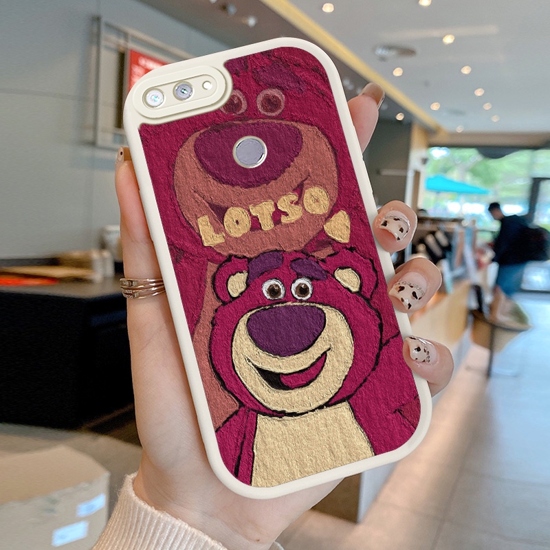 Ốp Điện Thoại Da PU Hình Gấu Dâu Tây Cho Xiaomi Mi 8 Lite