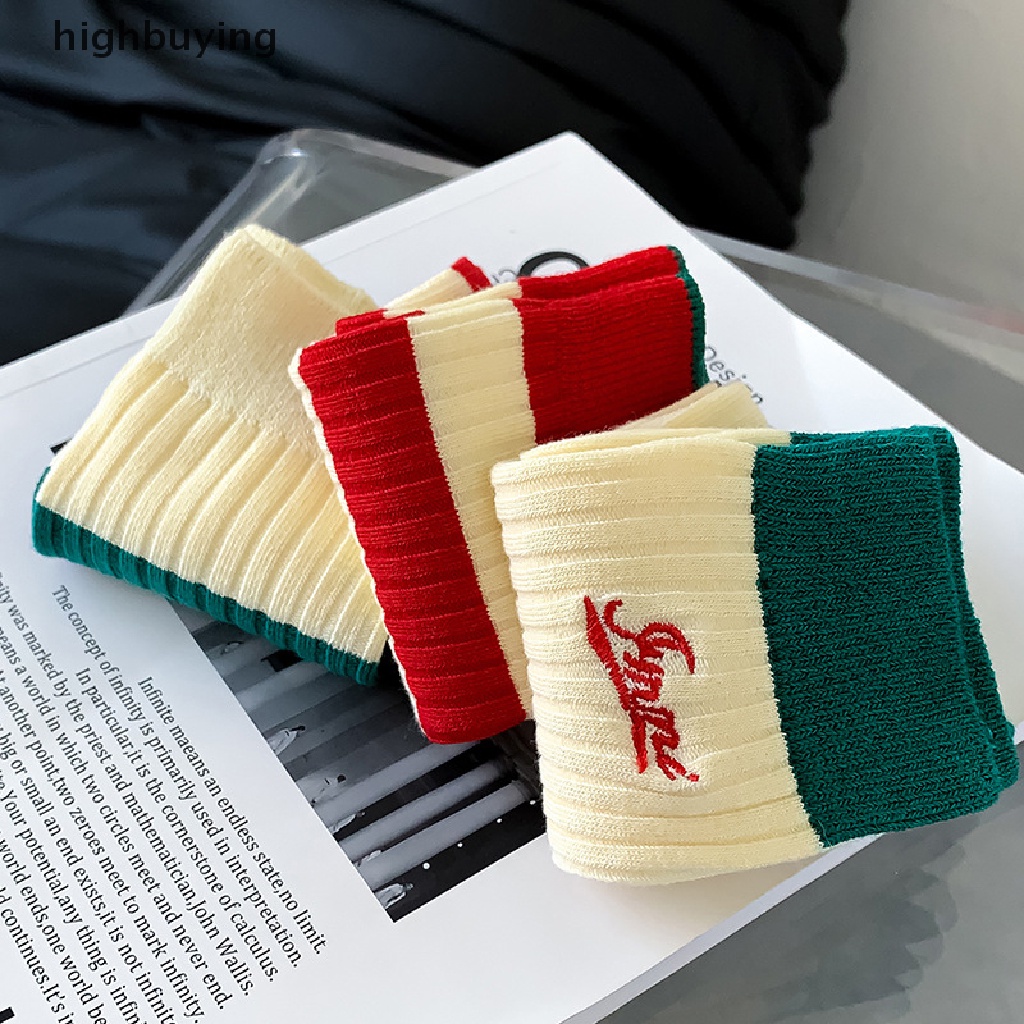 Vớ Cotton Dài Thoáng Khí Thêu Họa Tiết Dễ Thương Phong Cách Hàn Quốc Cho Nữ