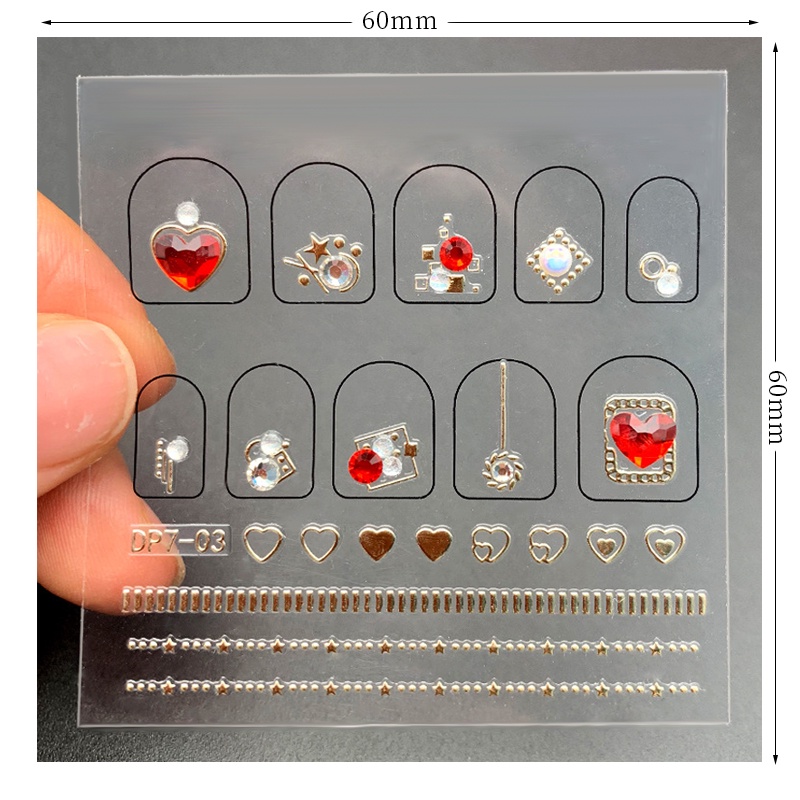 UR SUGAR Sticker 3D Hình Bươm Bướm Trái Tim Đính Đá Dùng Trang Trí Móng Tay