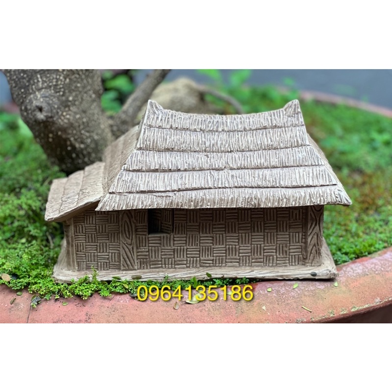 Tiểu cảnh nhà tranh làng quê gốm sứ Bát Tràng dài 26cm,tiểu cảnh nhà sắc nét,chiều dài 26cm