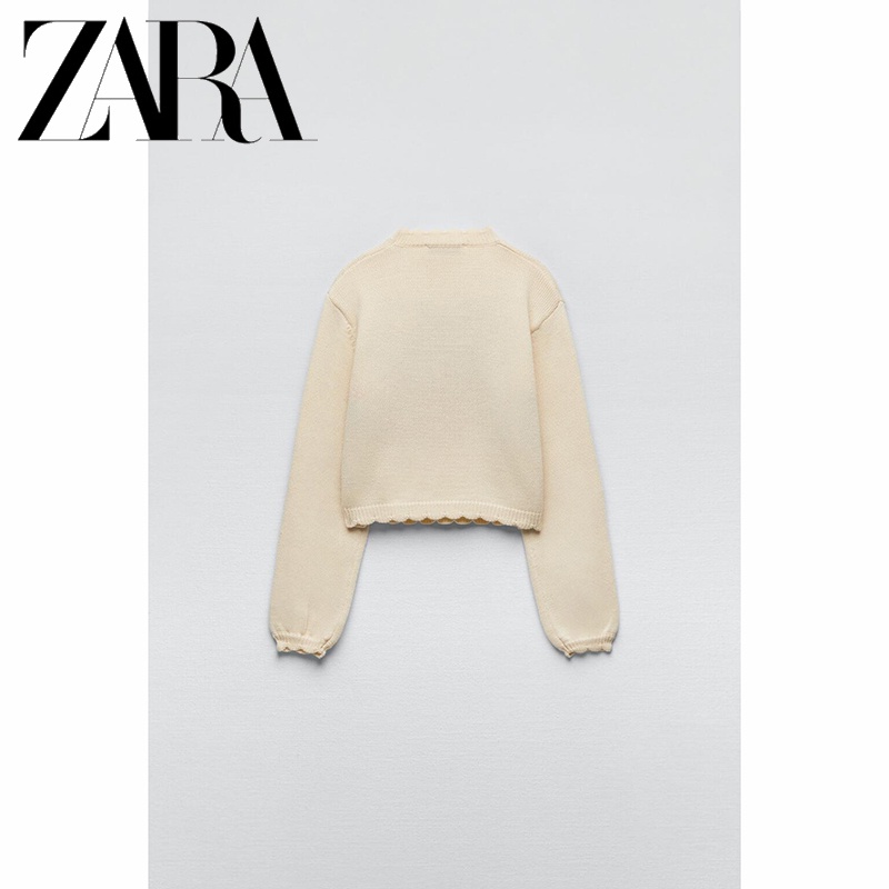 Áo Sweater Dệt Kim Hiệu ZARA Họa Tiết Động Vật Dễ Thương Cho Nữ
