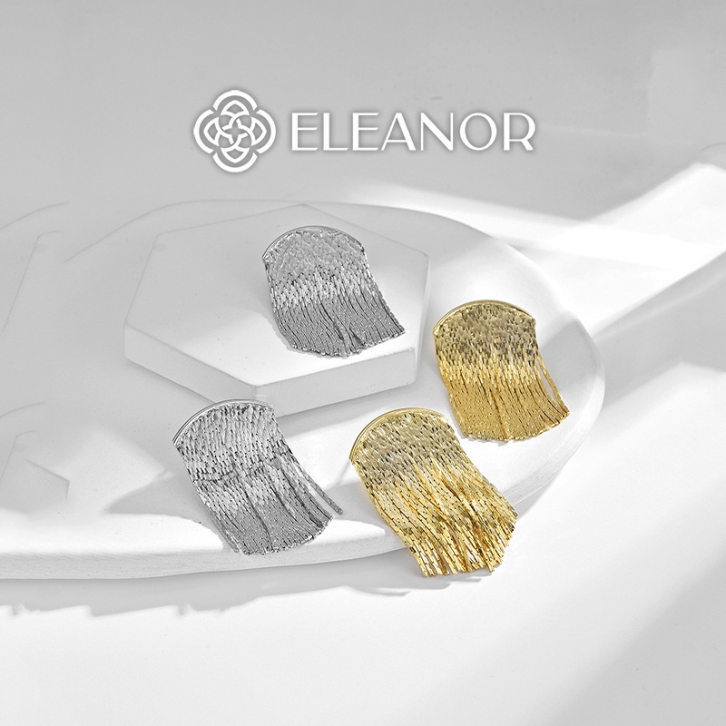 Bông tai nữ chuôi bạc 925 Eleanor Accessories dáng dài tua rua phụ kiện trang sức 5244