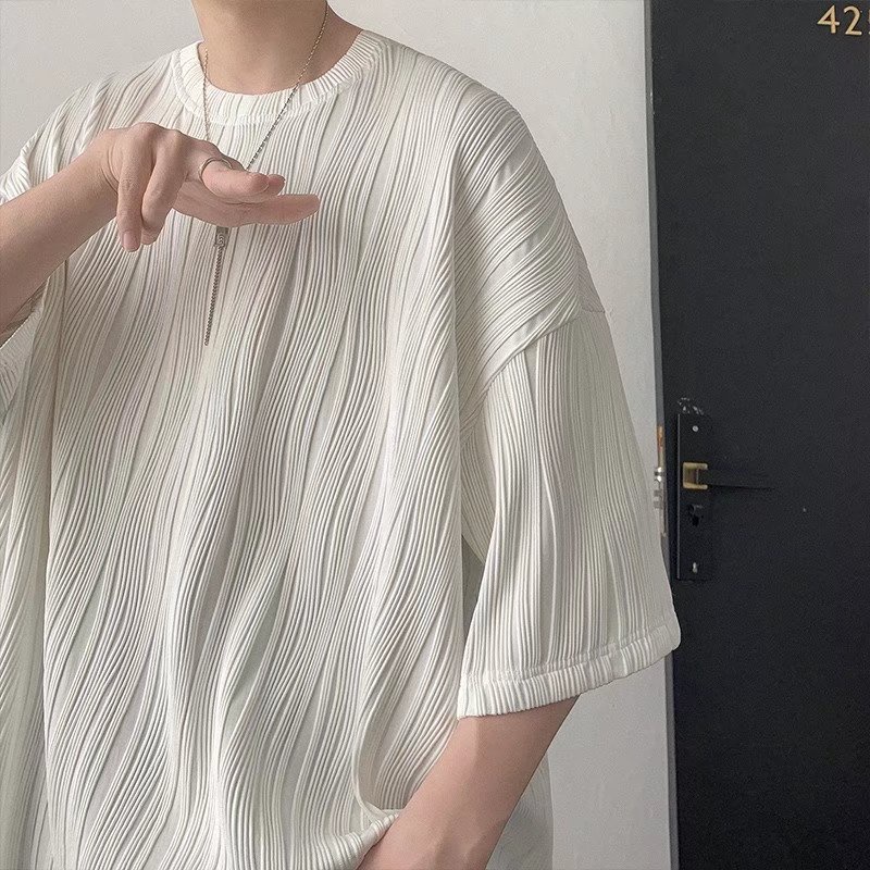 Áo Thun Ngắn Tay Dáng Suông Màu Trơn Họa Tiết Caro Thời Trang Hàn Quốc Cho Nam áo phông nam form rộng áo thun nam đẹp