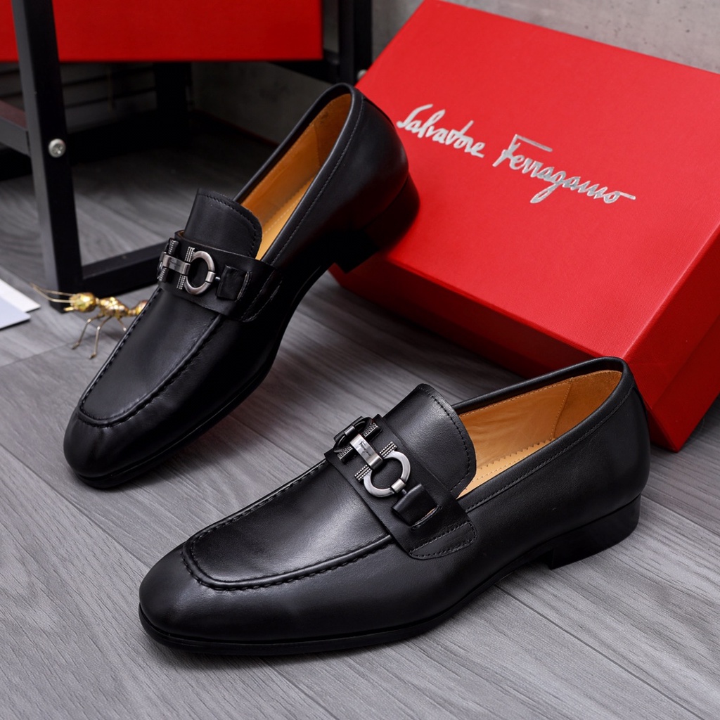 Giày lười nam da thật thời trang cao cấp Salvatore Ferragamo thiết kế phong cách quý ông cổ điển