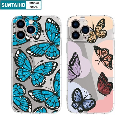 SUNTAIHO Ốp điện thoại họa tiết bướm thích hợp cho iPhone 14 12 13 11 Pro MAX 7 8 Plus X XR XS MAX