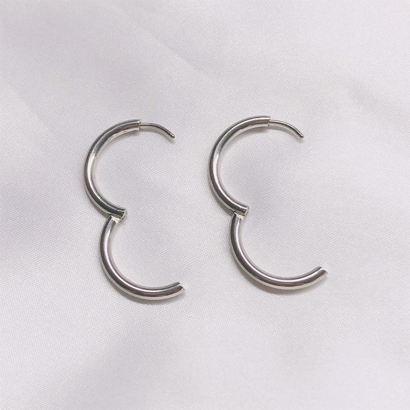 ⚡Bông Tai Tròn Bằng Thép Titan Màu Bạc Hàn Quốc Cho Cặp Đôi