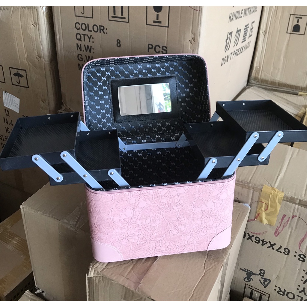 Cốp Đựng Mỹ Phẩm Trang Điểm, Nối Mi, Nail, Phun Xăm ,Tủ Đựng Phụ Kiện,Hộp 2 Tầng Đựng Đồ Nghề  Make Up