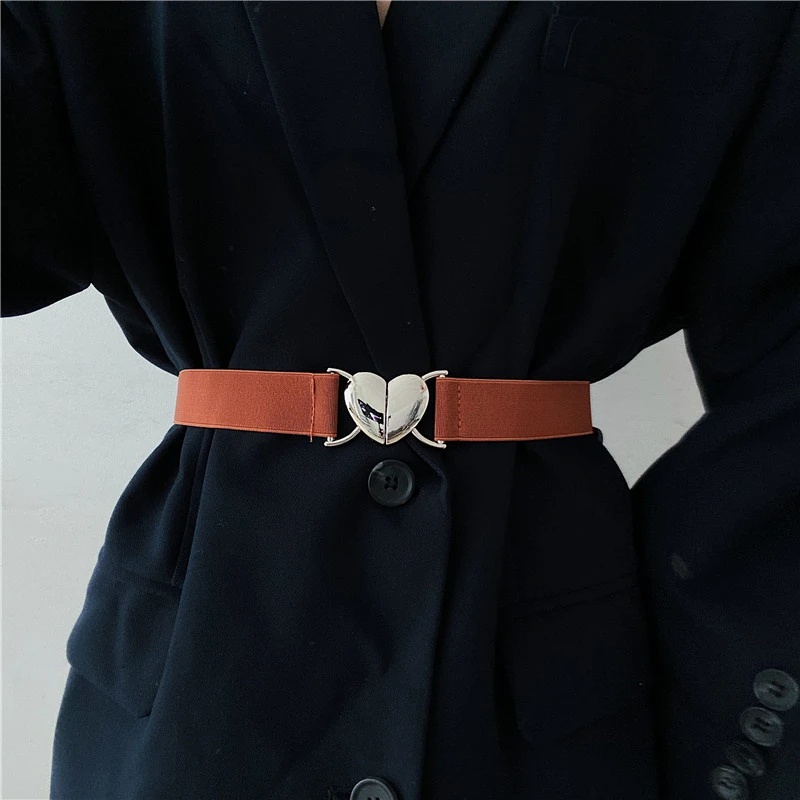 Thắt Lưng Da Pu Khóa Trái Tim Kim Loại Thời Trang Cho Nữ