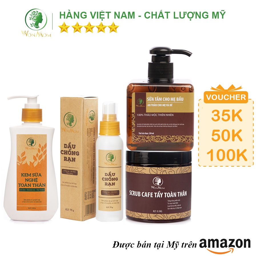 [ Giảm 50K - Đơn 459K ] Bộ đánh bay thâm rạn, dưỡng trắng body chuyên sâu Wonmom
