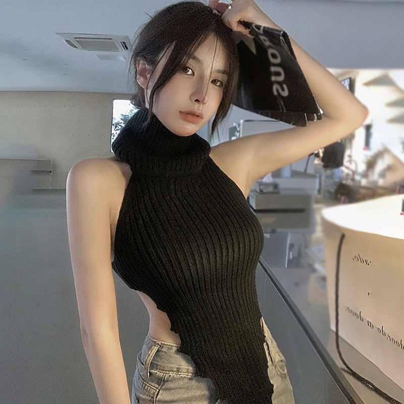 Áo Dệt Kim Sát Nách Dáng Ôm Quyến Rũ Thời Trang Hàn Quốc Cho Nữ