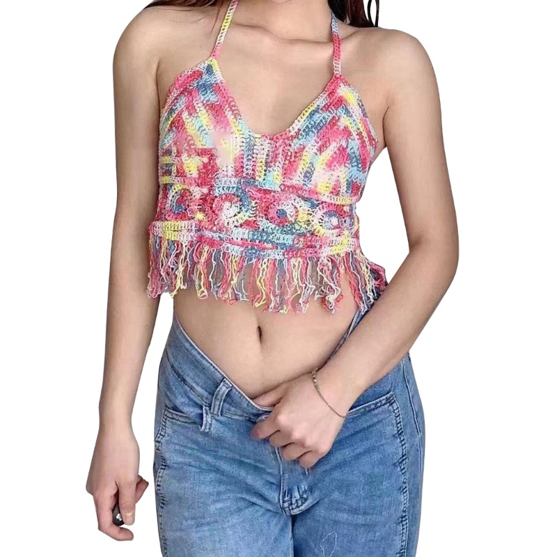 Áo Ngực Đan Len Phối Tua Rua Nhiều Màu Sắc Thời Trang Quyến Rũ Cho Nữ