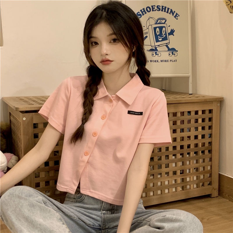 Áo polo Ngắn Tay Dáng Ôm Cài Nút Thời Trang Mùa Hè Dành Cho Nữ