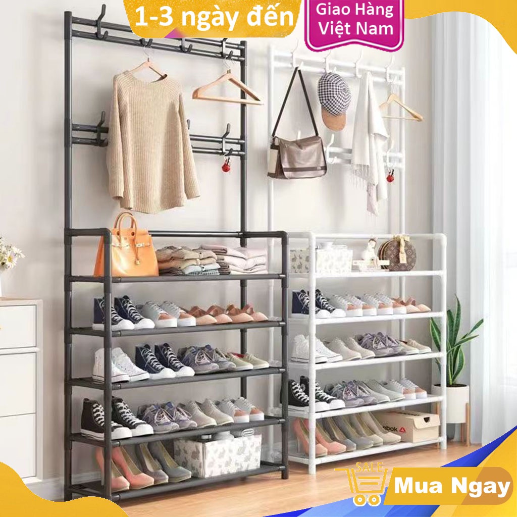 Kệ Treo Quần Áo Chữ L 4 Tầng 80CM Chịu Lực Tốt, Ống Thép Dày Chắc Chắn, Chống Thấm Chống Rỉ, Tiết Kiệm Không Gian