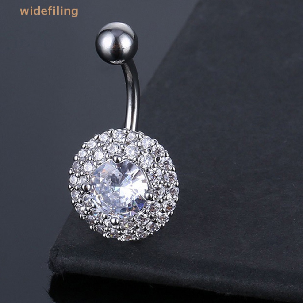 Khuyên Rốn Thép Không Gỉ Đính Đá Zircon Hình Hoa Quyến Rũ